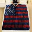 New England Patriots American Football Club Fleece Blanket - Grunge Grunge American Flag Soft Blanket, Warm Blanket