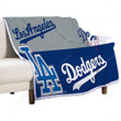 Los Angeles Dodgers On Gray White And Blue S Dodgers Sherpa Blanket -  Soft Blanket, Warm Blanket