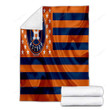 Houston Astros Cozy Blanket - American Baseball Club American Flag Orange Blue Flag Soft Blanket, Warm Blanket