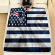New England Patriots Fleece Blanket - American Football Team American Flag Blue White Flag Soft Blanket, Warm Blanket