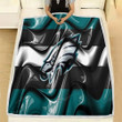 Philadelphia Eagles Flag Green And Black 3D Waves Fleece Blanket - Nfl American Football Team Philadelphia Eagles Soft Blanket, Warm Blanket