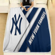 New York Yankees Fleece Blanket - Mlb Blue White Abstraction American League East Division Soft Blanket, Warm Blanket