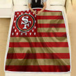 San Francisco 49Ers Fleece Blanket - American Football Team American Flag Red Gold Flag Soft Blanket, Warm Blanket