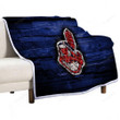 Cleveland Indians Sherpa Blanket - Mlb Blue Wooden American Baseball Team Soft Blanket, Warm Blanket