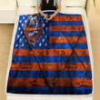 New York Islanders American Hockey Club Fleece Blanket - Grunge Rhombus Grunge American Flag Soft Blanket, Warm Blanket