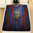 Oklahoma City Thunder Flag Fleece Blanket - Nba Orange Blue Metal American Basketball Club Soft Blanket, Warm Blanket