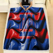 New York Giants Flag Blue And Red 3D Waves Fleece Blanket - Nfl American Football Team New York Giants Soft Blanket, Warm Blanket