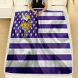 Minnesota Vikings Fleece Blanket - American Football Team American Flag Violet White Flag Soft Blanket, Warm Blanket