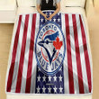 Toronto Blue Jays Fleece Blanket - Silk American Flag Soft Blanket, Warm Blanket