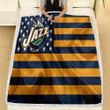 Utah Jazz Fleece Blanket - American Basketball Club American Flag Blue Yellow Flag Soft Blanket, Warm Blanket