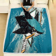 San Jose Sharks Grunge  Fleece Blanket - American Hockey Club Blue  Soft Blanket, Warm Blanket