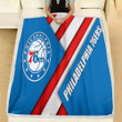 Philadelphia 76Ers Fleece Blanket - American Basketball Club Red Blue Abstraction Soft Blanket, Warm Blanket