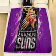 Phoenix Suns Grunge  Fleece Blanket - American Basketball Club Purple Grunge Paint Splashes Soft Blanket, Warm Blanket