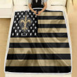 New Orleans Saints Fleece Blanket - American Football Team American Flag Blue Gold Flag Soft Blanket, Warm Blanket
