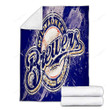 Milwaukee Brewers Grunge  Cozy Blanket - American Baseball Club Mlb Blue  Soft Blanket, Warm Blanket
