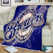 Milwaukee Brewers Grunge  Sherpa Blanket - American Baseball Club Mlb Blue  Soft Blanket, Warm Blanket