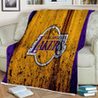 Los Angeles Lakers Sherpa Blanket - Grunge Nba Basketball Club Soft Blanket, Warm Blanket