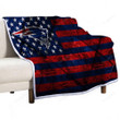 New England Patriots American Football Club Sherpa Blanket - Grunge Grunge American Flag Soft Blanket, Warm Blanket