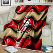 San Francisco 49Ers Flag Red And Brown 3D Waves Sherpa Blanket - Nfl American Football Team San Francisco 49Ers Soft Blanket, Warm Blanket