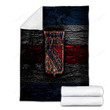 New York Rangers Cozy Blanket - Fire Nhl Blue And Red Lines Soft Blanket, Warm Blanket