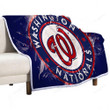 Washington Nationals Grunge American Baseball Club Sherpa Blanket - Mlb Blue  Soft Blanket, Warm Blanket
