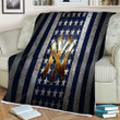 New York Yankees Flag Sherpa Blanket - Mlb Blue White Metal American Baseball Team Soft Blanket, Warm Blanket