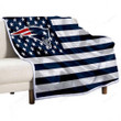 New England Patriots Sherpa Blanket - American Football Team American Flag Blue White Flag Soft Blanket, Warm Blanket