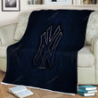New York Yankees Sherpa Blanket - American Baseball Club Blue Metal Metal Soft Blanket, Warm Blanket