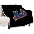 New York Mets Black  Sherpa Blanket - Mets  Soft Blanket, Warm Blanket