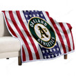 Oakland Athletics Sherpa Blanket - Silk American Flag Soft Blanket, Warm Blanket
