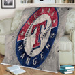 Texas Rangers American Baseball Club Sherpa Blanket - Geometric Gray Abstract  Soft Blanket, Warm Blanket