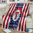 Texas Rangers Sherpa Blanket - Silk American Flag Soft Blanket, Warm Blanket