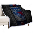 New York Rangers Sherpa Blanket - Hockey Club Nhl Black Stone Soft Blanket, Warm Blanket