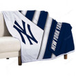 New York Yankees Sherpa Blanket - Mlb Blue White Abstraction American League East Division Soft Blanket, Warm Blanket