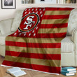 San Francisco 49Ers Sherpa Blanket - American Football Team American Flag Red Gold Flag Soft Blanket, Warm Blanket