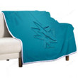 San Jose Sharks Sherpa Blanket - American Hockey Club 3D Blue  Soft Blanket, Warm Blanket
