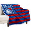New York Rangers Sherpa Blanket - American Hockey Club American Flag Red Blue Flag Soft Blanket, Warm Blanket