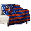 New York Islanders American Hockey Club Sherpa Blanket - Grunge Rhombus Grunge American Flag Soft Blanket, Warm Blanket