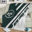 New York Jets Sherpa Blanket - Afc East Nfl Green White Abstraction Soft Blanket, Warm Blanket