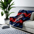 Washington Nationals Flag Cozy Blanket - Red And Blue 3D Waves Mlb Soft Blanket, Warm Blanket