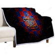 New York Giants Sherpa Blanket - Glitter Nfl Red Blue Checkered  Soft Blanket, Warm Blanket