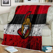 Ottawa Senators Sherpa Blanket - Grunge Nhl Hockey Soft Blanket, Warm Blanket