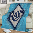 Tampa Bay Rays American Baseball Club Sherpa Blanket - Geometric Blue Abstract  Soft Blanket, Warm Blanket