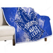 Toronto Maple Leafs Grunge  Sherpa Blanket - Canadian Hockey Club Blue  Soft Blanket, Warm Blanket