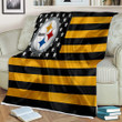 Pittsburgh Sers Sherpa Blanket - American Football Team American Flag Yellow-Black Flag Soft Blanket, Warm Blanket