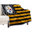 Pittsburgh Sers Sherpa Blanket - American Football Team American Flag Yellow-Black Flag Soft Blanket, Warm Blanket