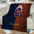 New York Mets American Baseball Club Sherpa Blanket - Leather Mlb Soft Blanket, Warm Blanket