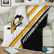 Pittsburgh Penguins Sherpa Blanket - Nhl White Black Abstraction Soft Blanket, Warm Blanket