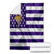 Minnesota Vikings Cozy Blanket - American Football Team American Flag Violet White Flag Soft Blanket, Warm Blanket