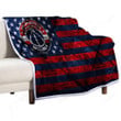 Washington Wizards American Basketball Club Sherpa Blanket - Grunge Grunge American Flag Soft Blanket, Warm Blanket